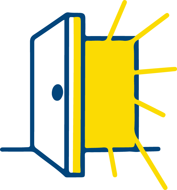 blue and gold logo of the letters ROC with the letter O forming the wheel of the accessibility symbol